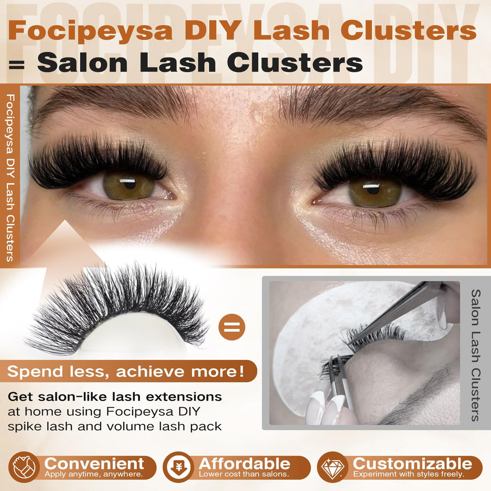 Focipeysa wispy lash clusters 10-18mm for quick DIY volume.