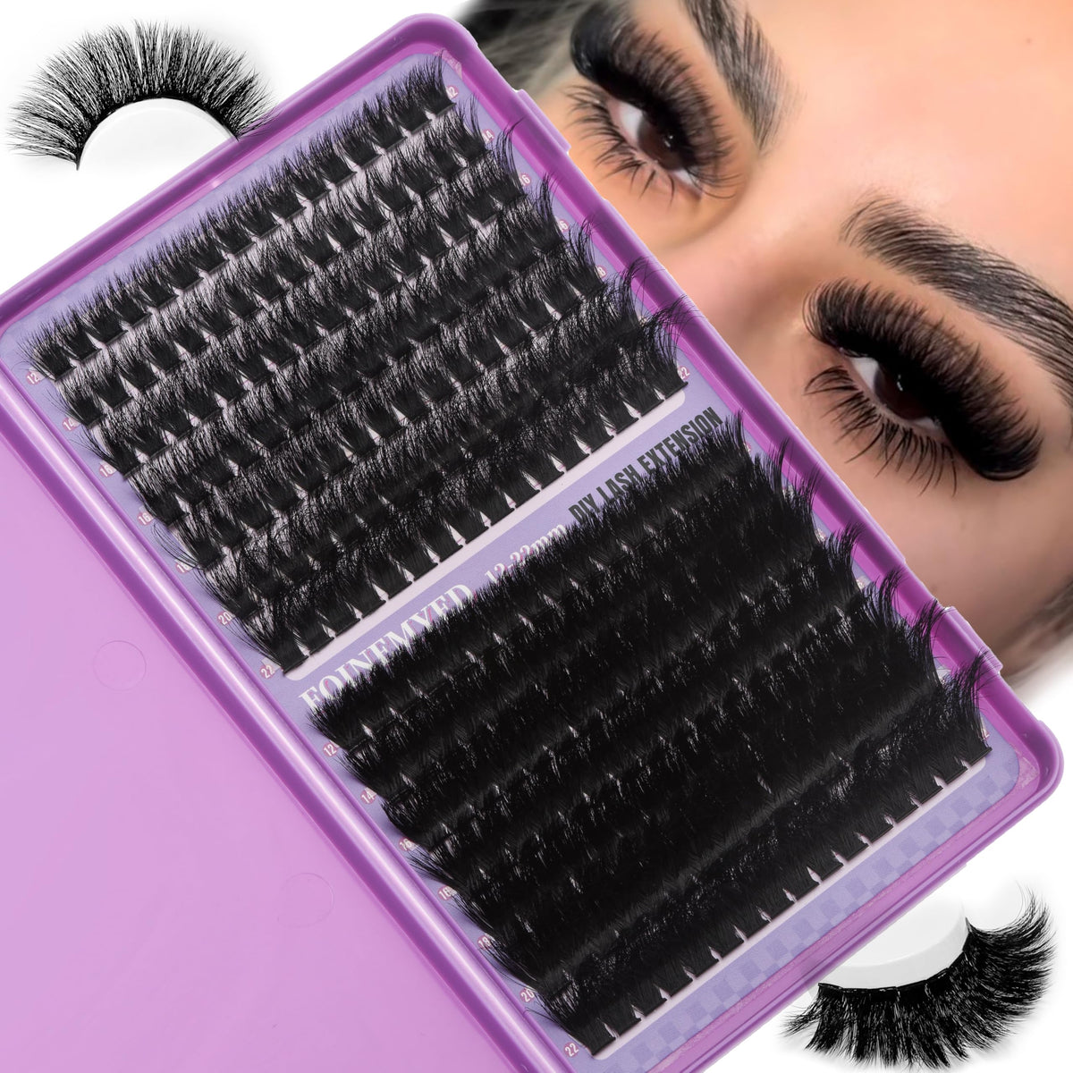 FOINEMYED lash clusters 100D-200D bulk pack for dramatic volume