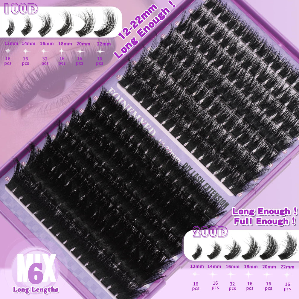 FOINEMYED lash clusters length range 12-22mm for versatile looks