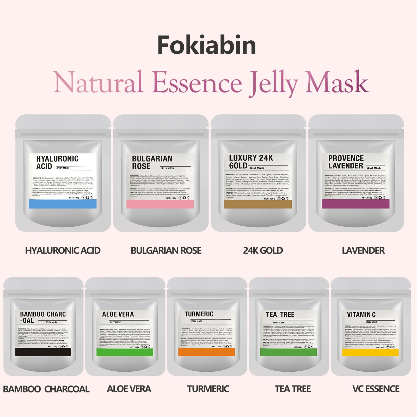 Fokiabin rose flavor jelly mask ready to hydrate and soothe.