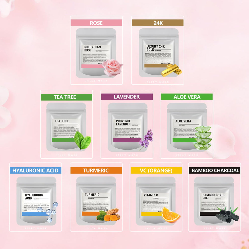 Fokiabin jelly mask tools kit with jade roller for at home masking.