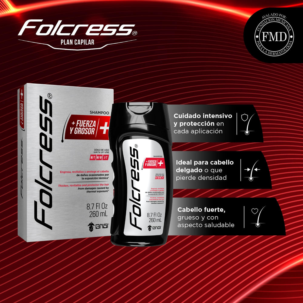 Folcress Shampoo squeeze bottle close-up for easy daily use.