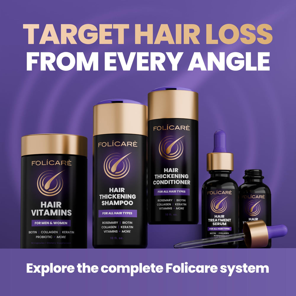 FOLICARE color-safe packaging demonstrates care for color-treated hair.