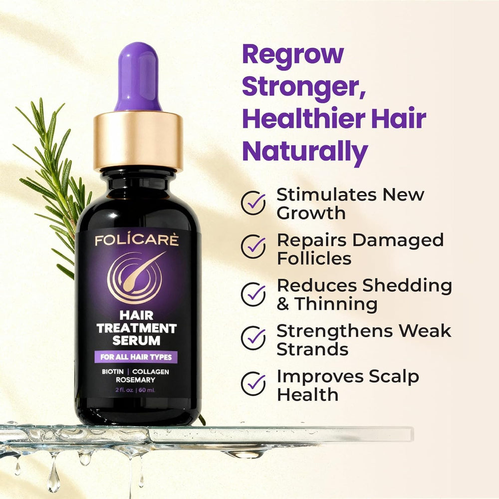 FOLICARE ingredients image highlights biotin and rosemary blend.