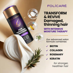 FOLICARE rosemary-keratin ingredients close-up highlighting nourishing complex for resilient hair