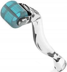Foligain hair and scalp roller in use for at-home scalp care.