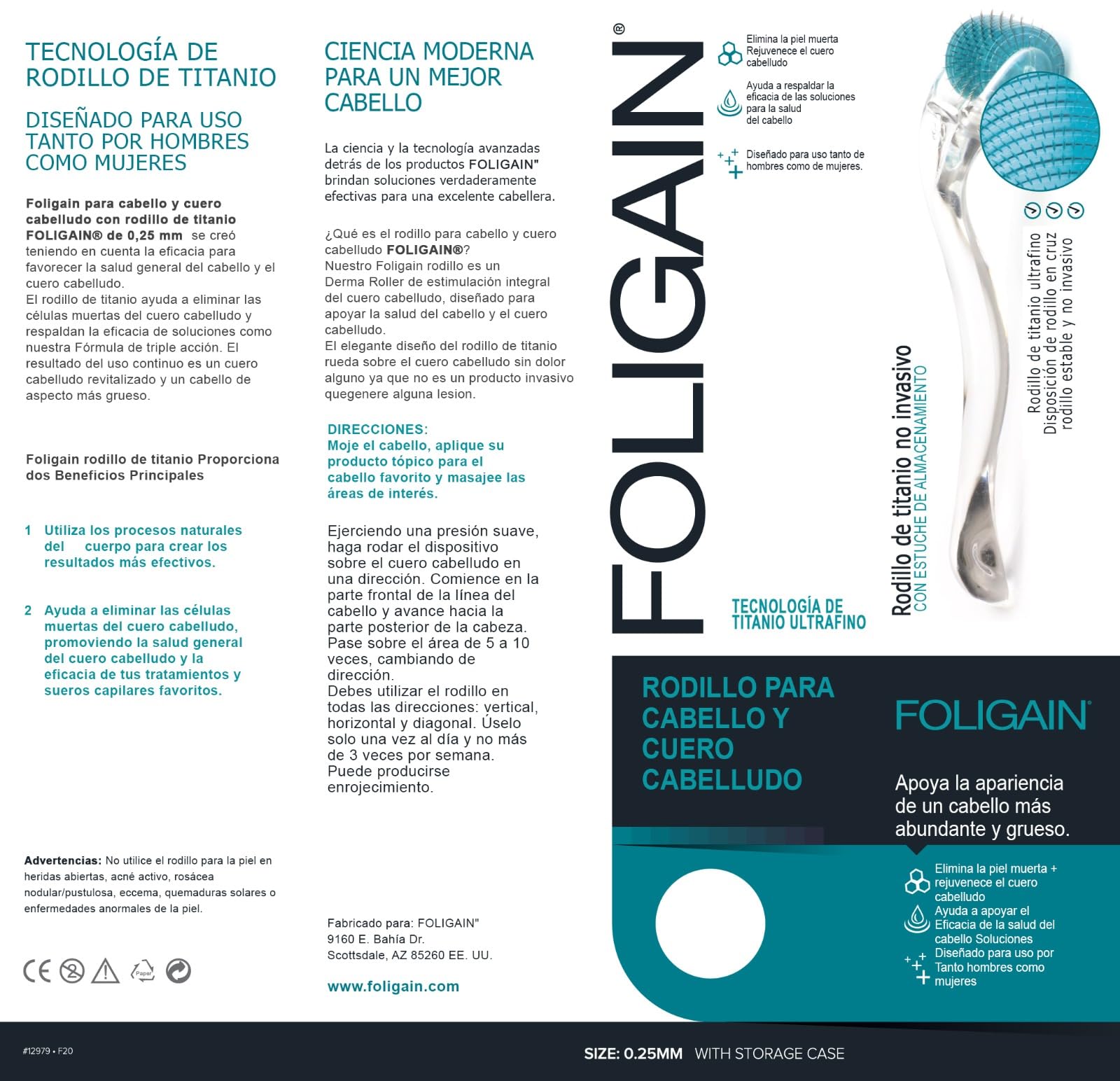Foligain micro-needle close-up showcasing titanium needles for safe scalp care.