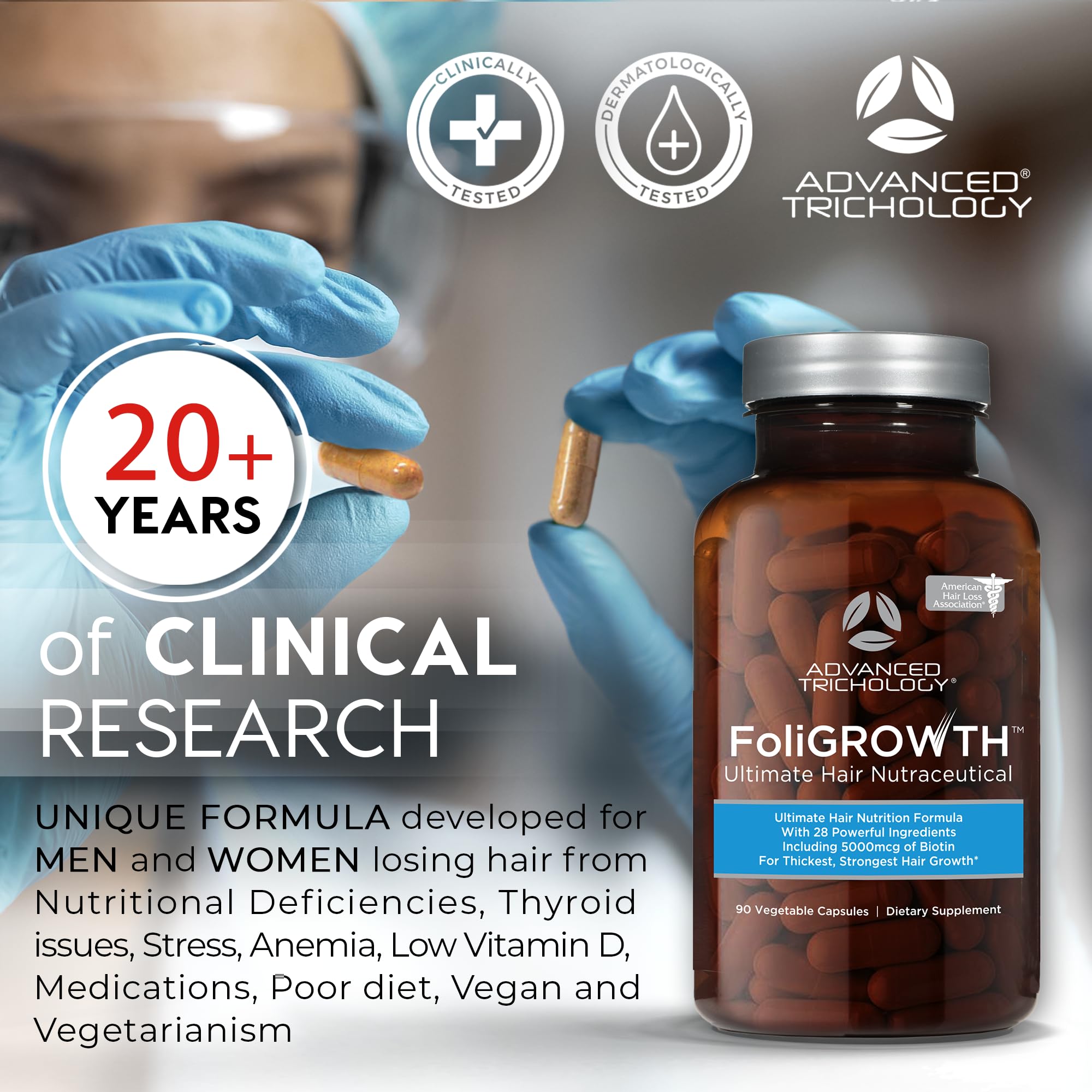 Pills ready for daily use with FoliGROWTH container.