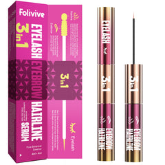 Folivive 3-in-1 serum bottle close-up for lash, brow, and hairline growth.