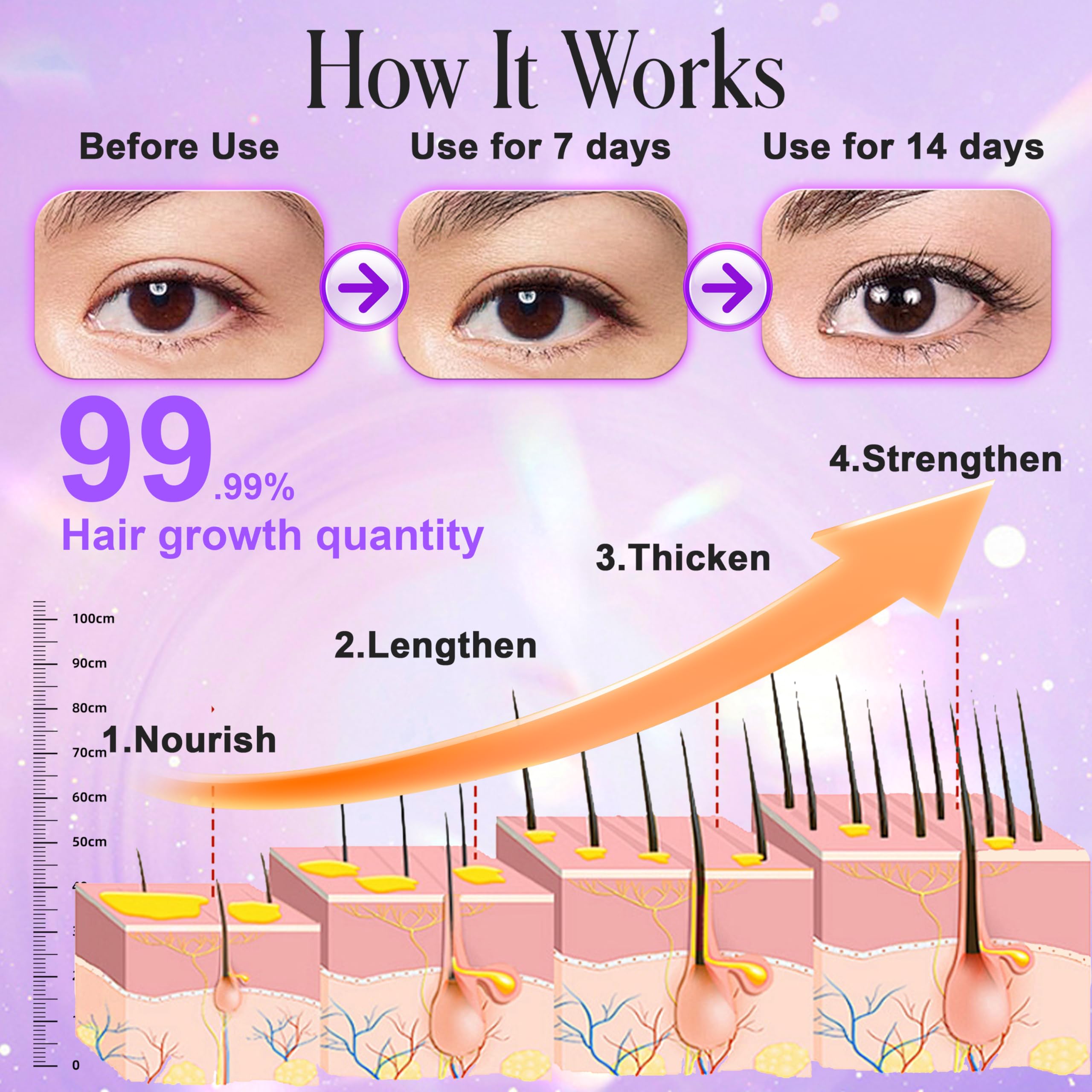 Folivive eyebrow growth serum on brow brush for defined brows.