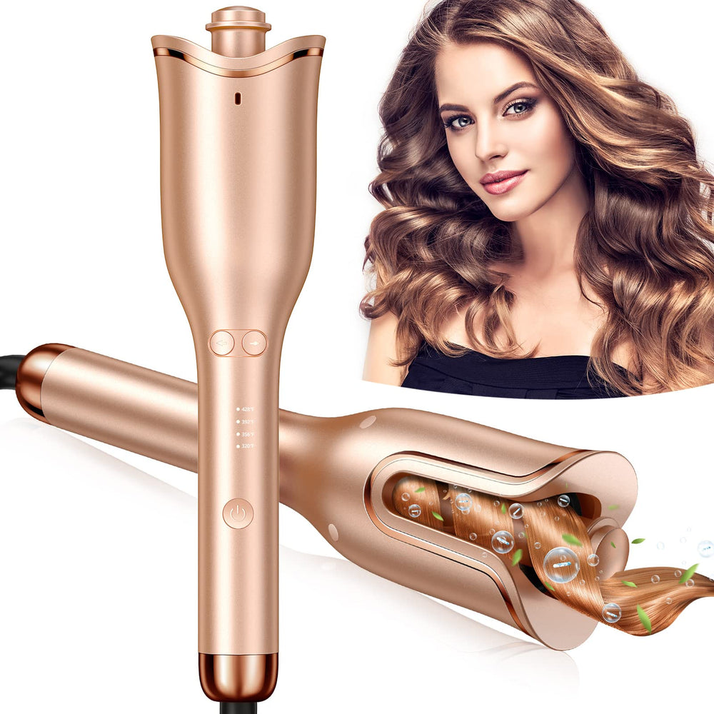Follexmoe automatic curl iron with 1-inch barrel for quick, salon-like waves.