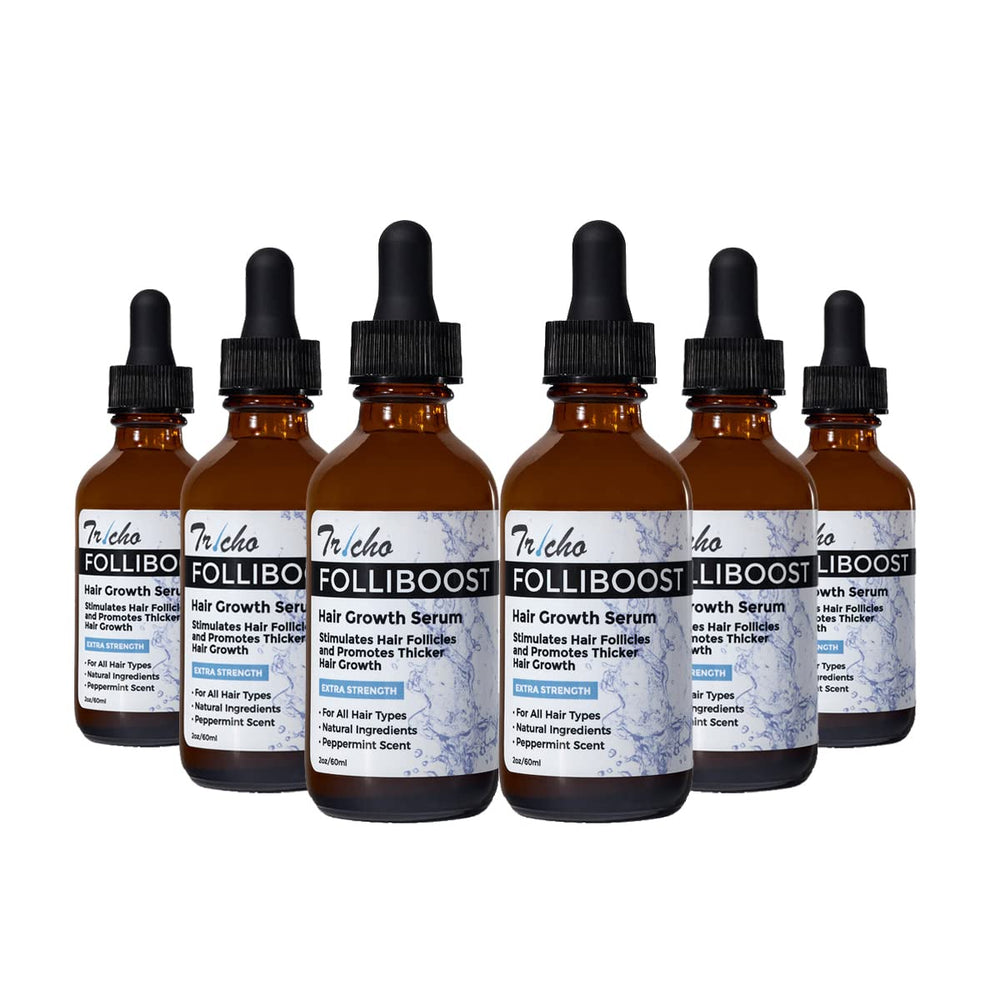 Folliboost 2oz bottle for easy daily scalp application.