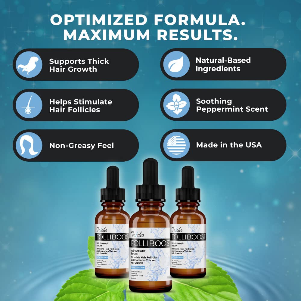 Folliboost dropper action demonstrates easy twice-daily application for consistent results.
