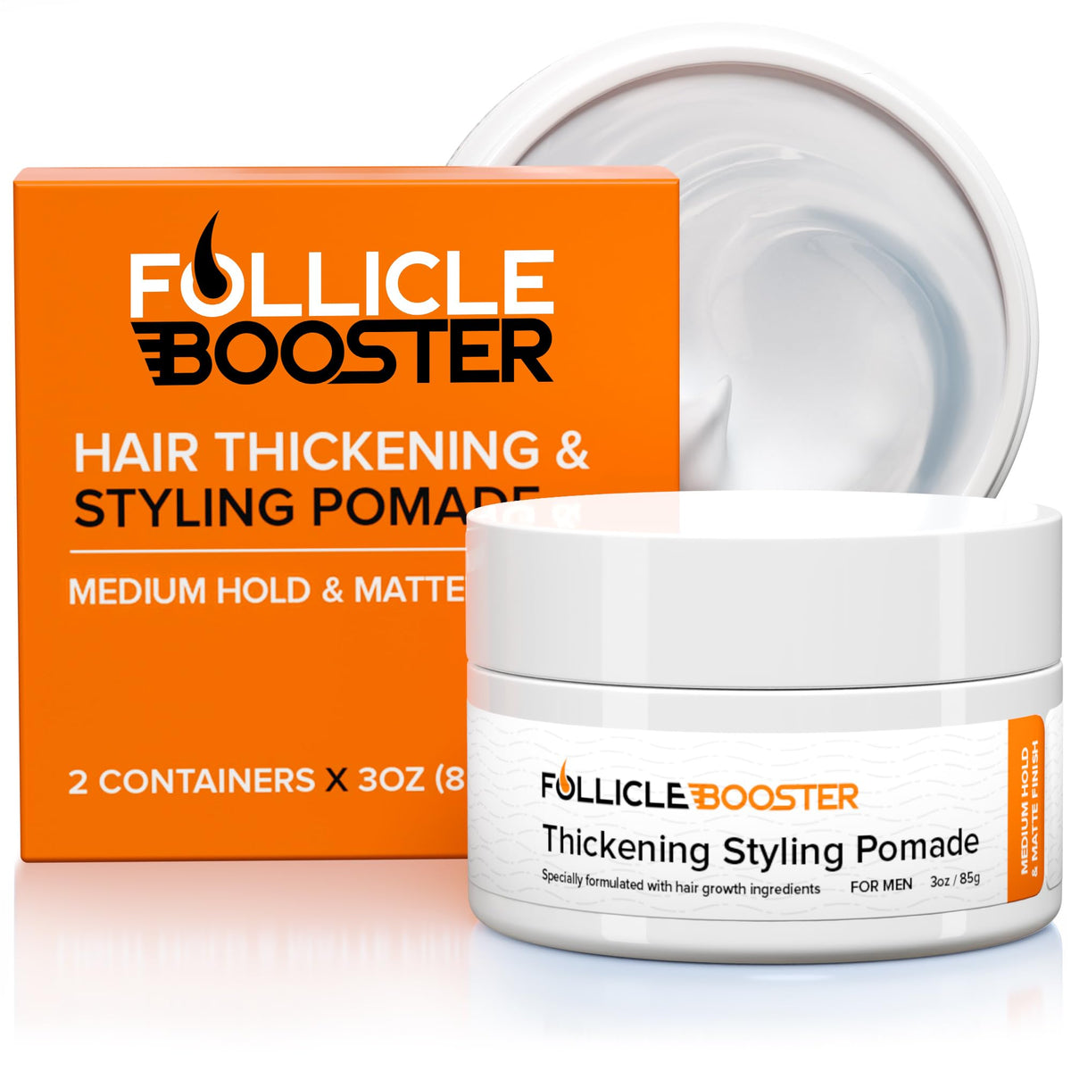 FOLLICLE BOOSTER bottle front showing a natural matte finish.