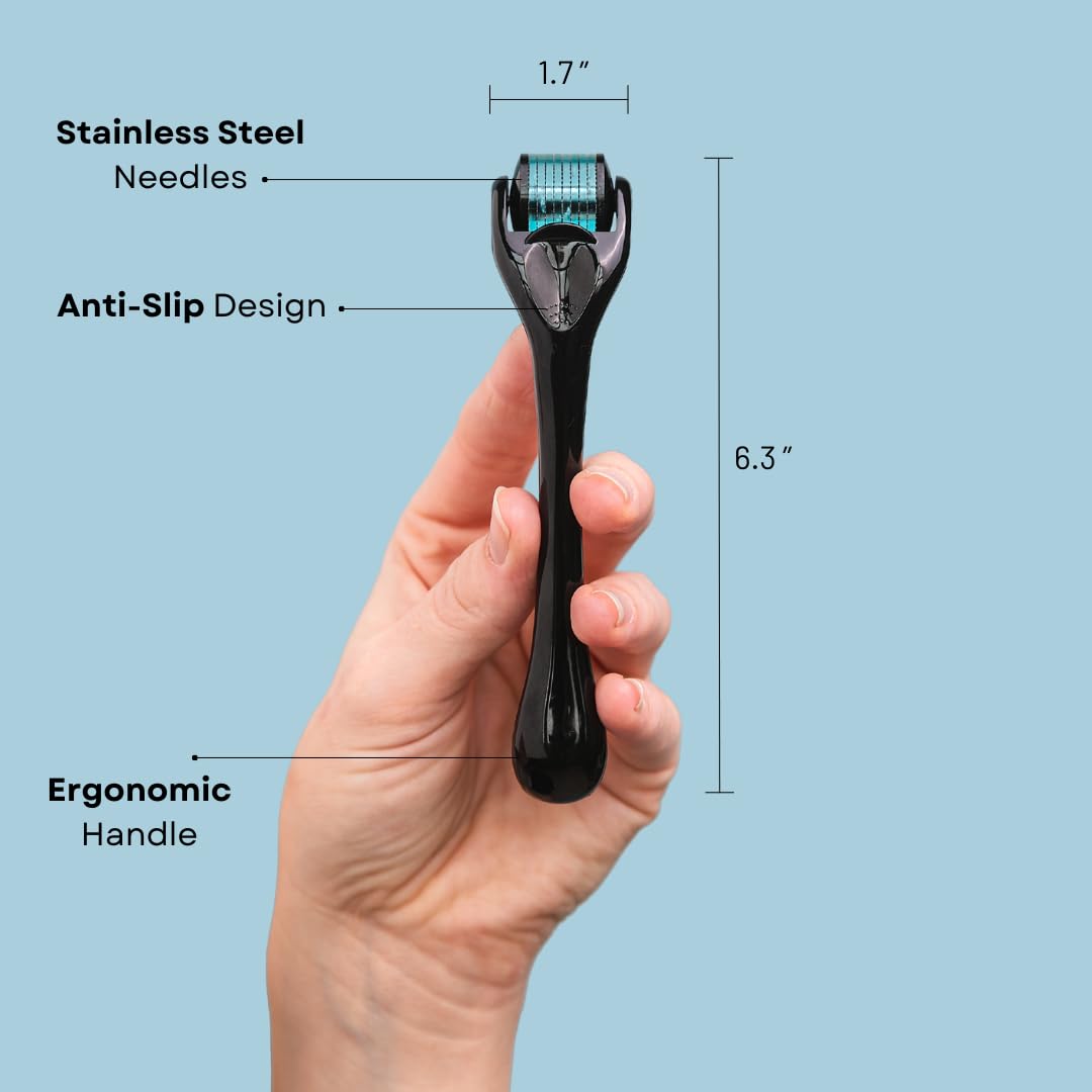 FolliRoll derma roller supports multi-surface care for face and hair.