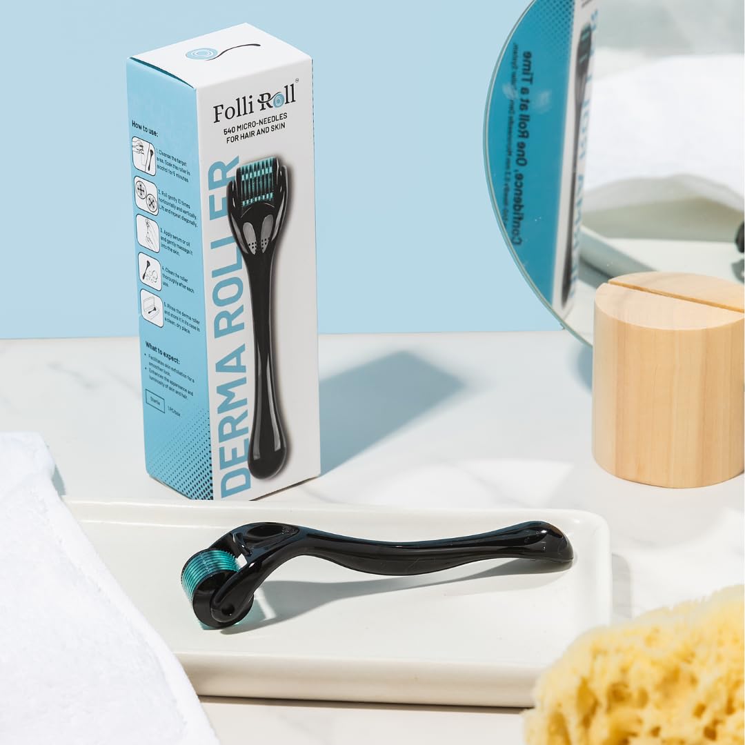 FolliRoll derma roller is safe for at-home use on scalp.