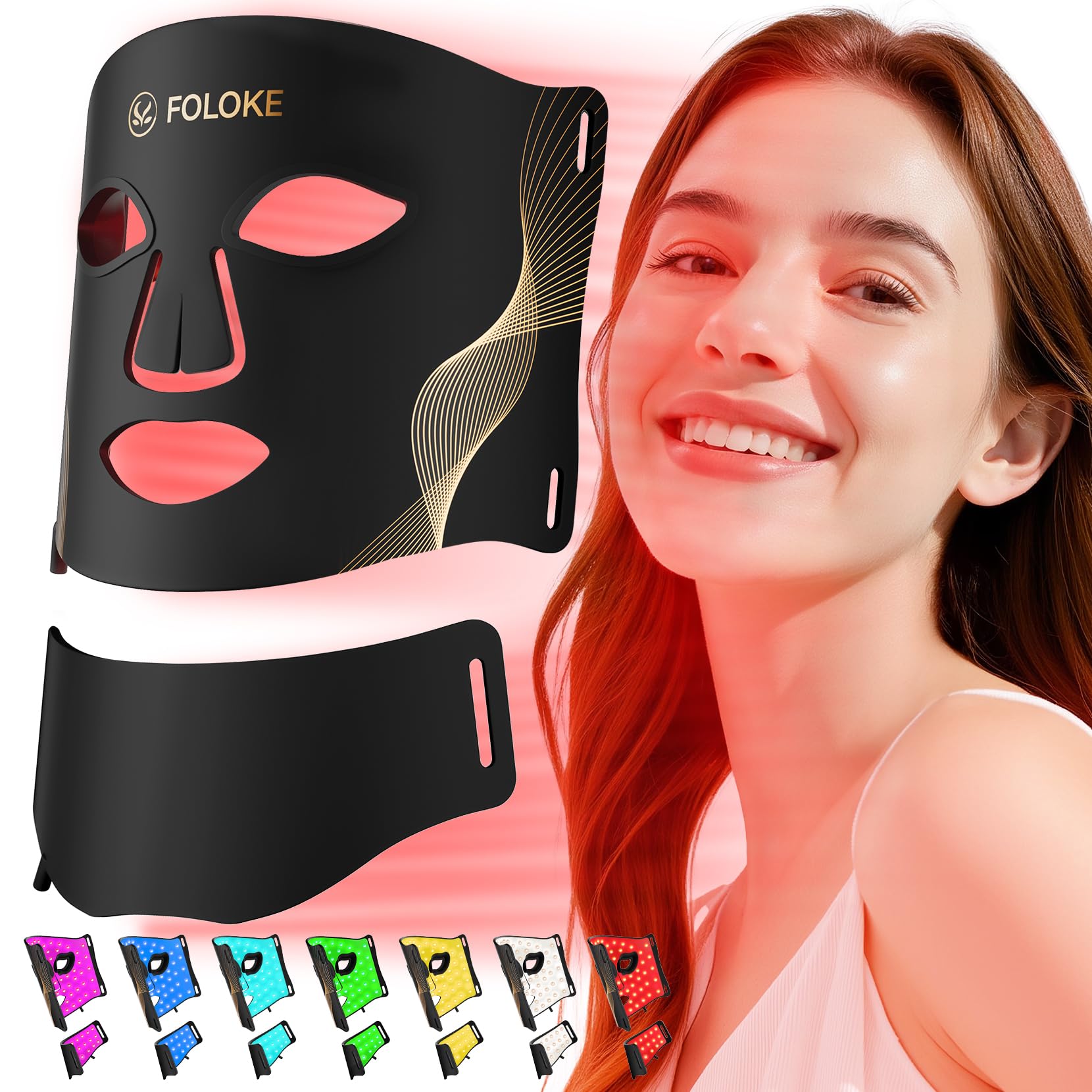 FOLOKE LED mask interior silicone surface for gentle skin contact and even light delivery.