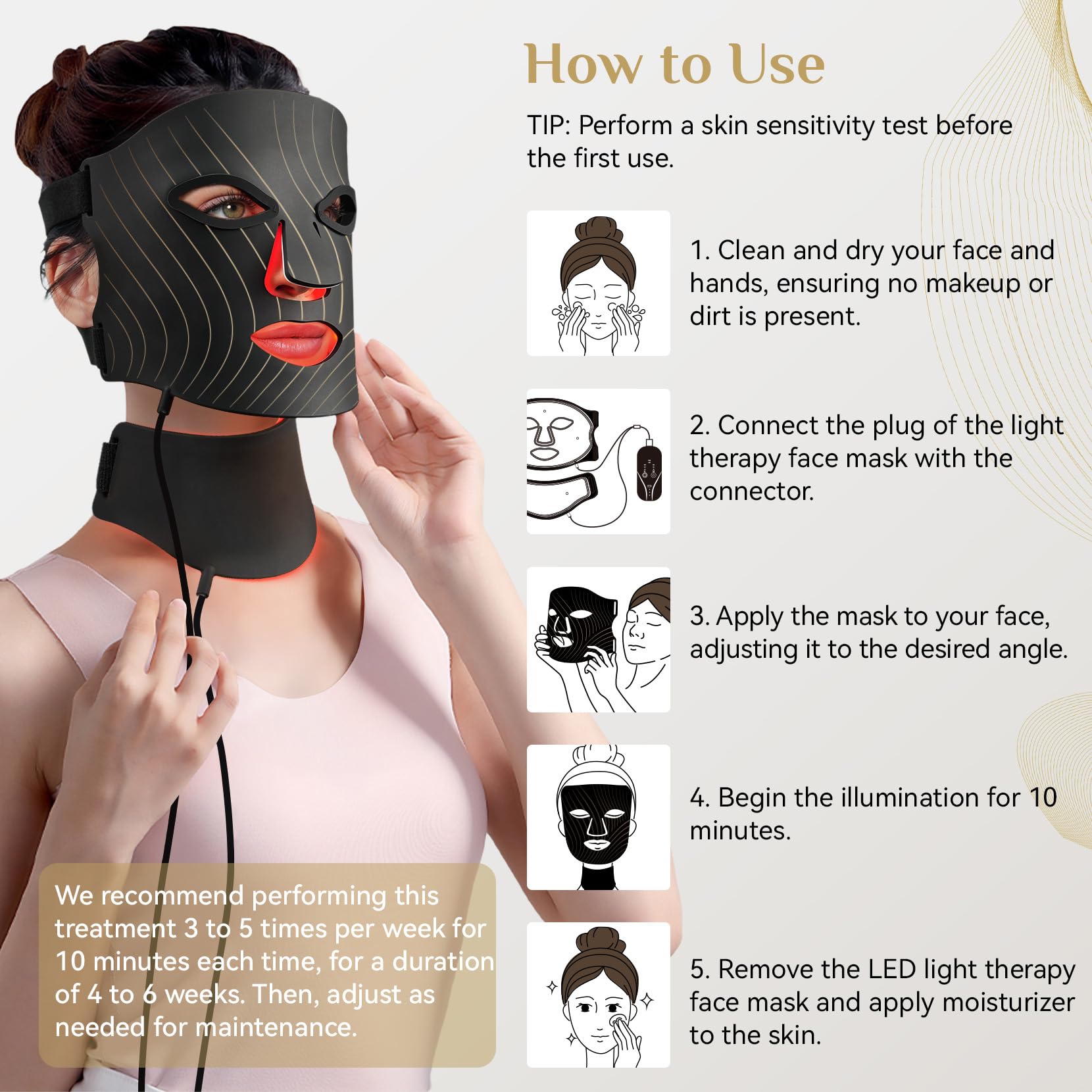 FOLOKE LED mask worn on the face with secure fit