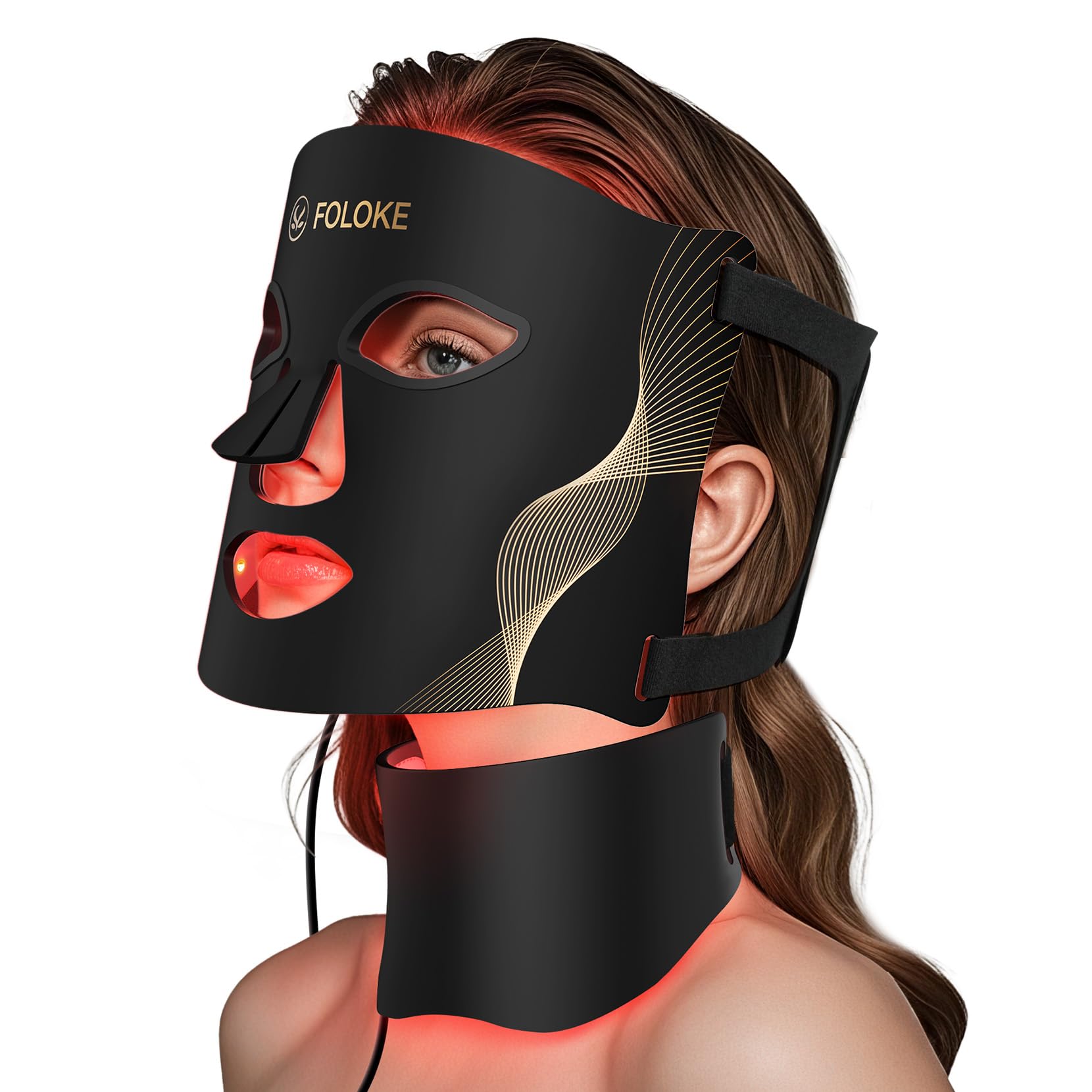FOLOKE mask worn on the face delivers targeted light with comfortable wear.