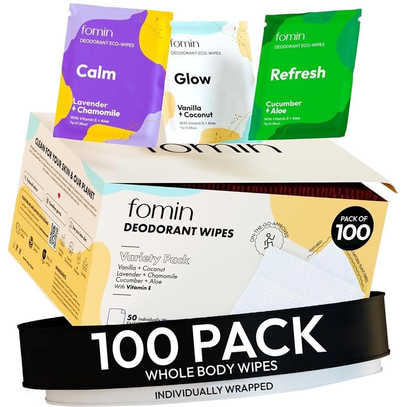 FOMIN acidified travel wipes pack for on-the-go freshness and convenience.