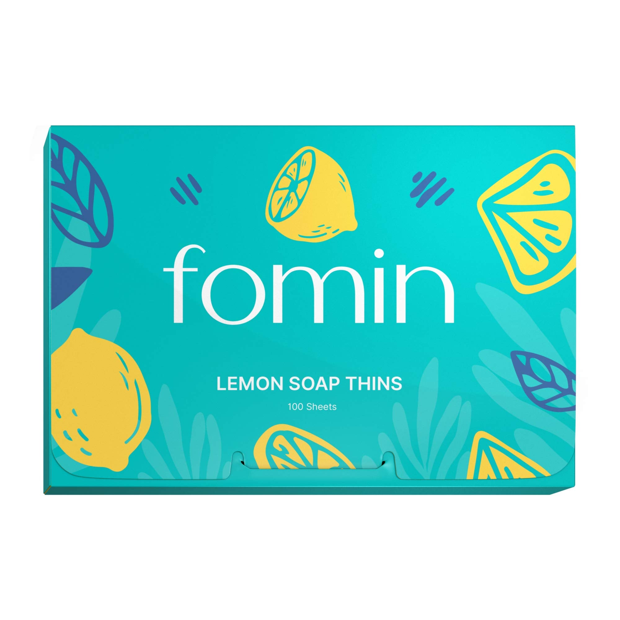 FOMIN antibacterial paper soap sheets in lemon packaging for outdoor use