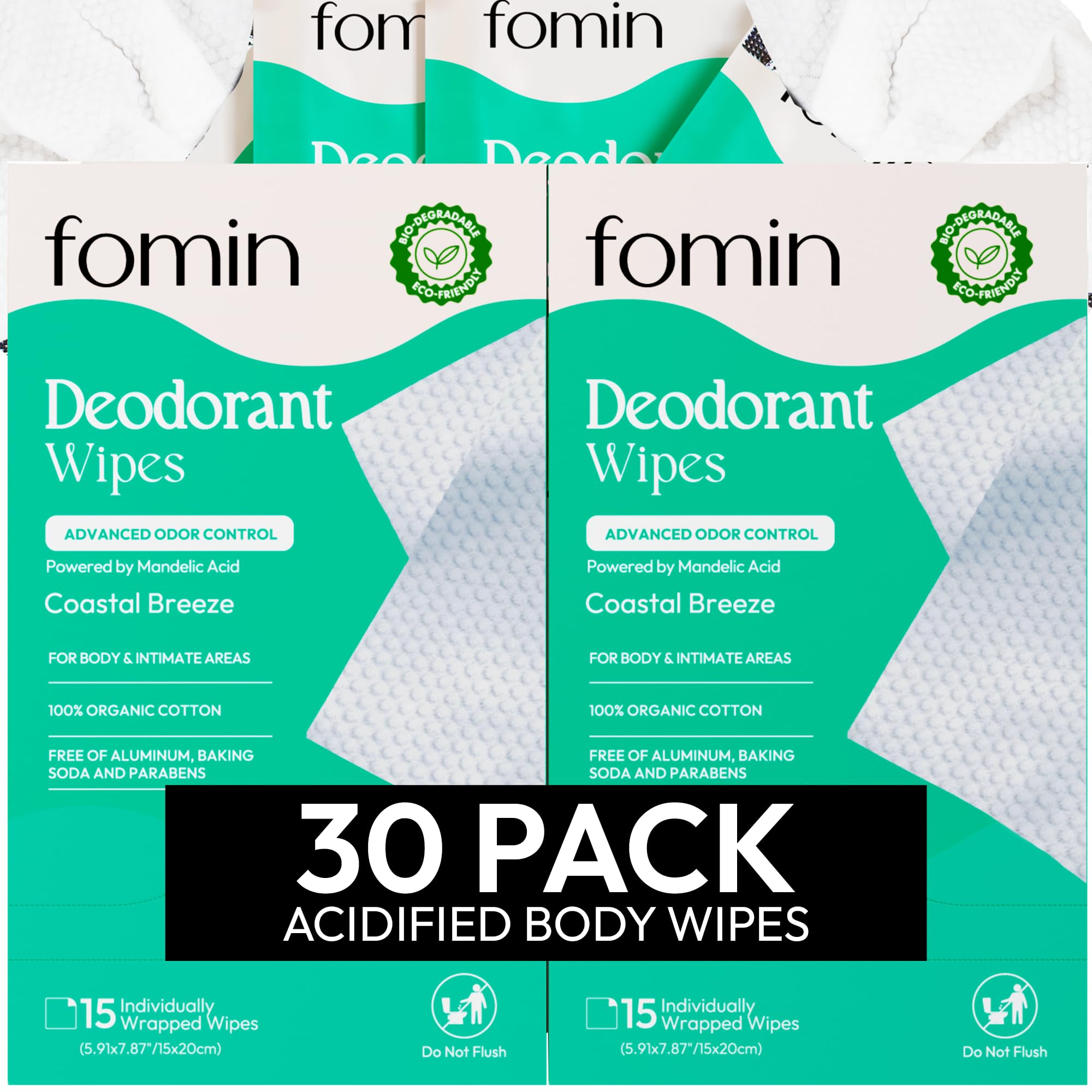 FOMIN Coastal Breeze travel wipes pack for quick underarm refresh on the go.