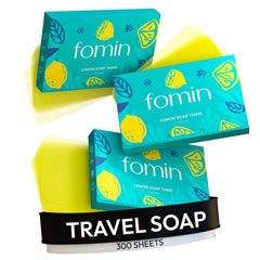 FOMIN lemon paper soap sheets pack for quick on-the-go hand washing.