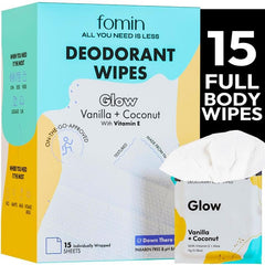 FOMIN travel wipes in glowing coconut and vanilla for on-the-go freshness