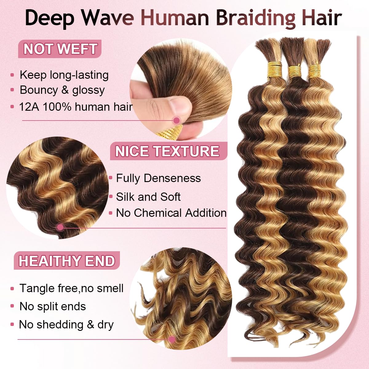 FONFUNY balayage deep wave hair with vivid color for natural textured braids.