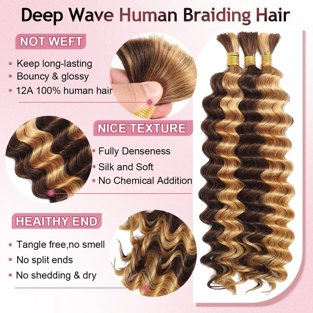 FONFUNY curly wet-and-wavy bulk hair with natural movement for braids.