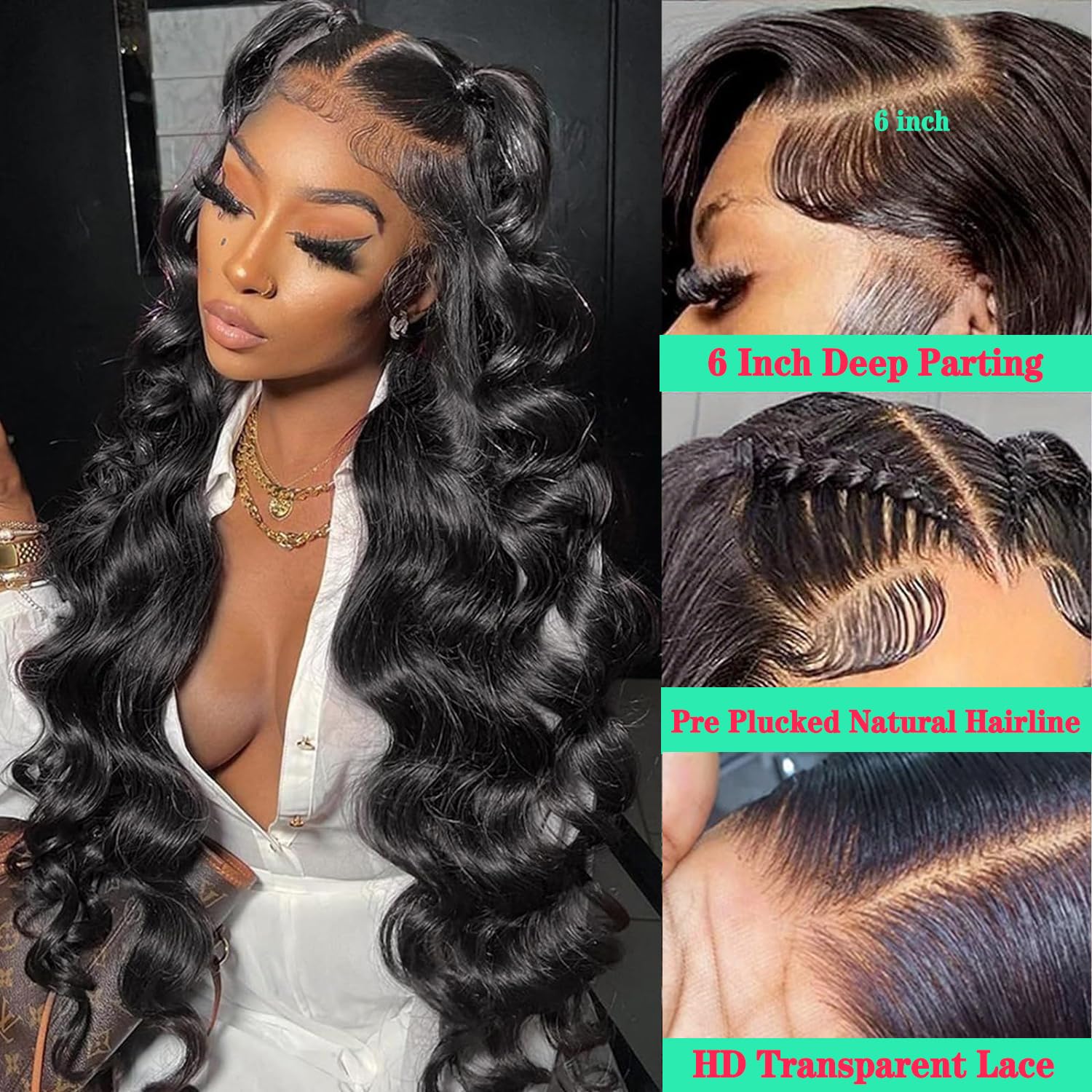 Fongly 26 inch body wave wig, full-length look with 200% density