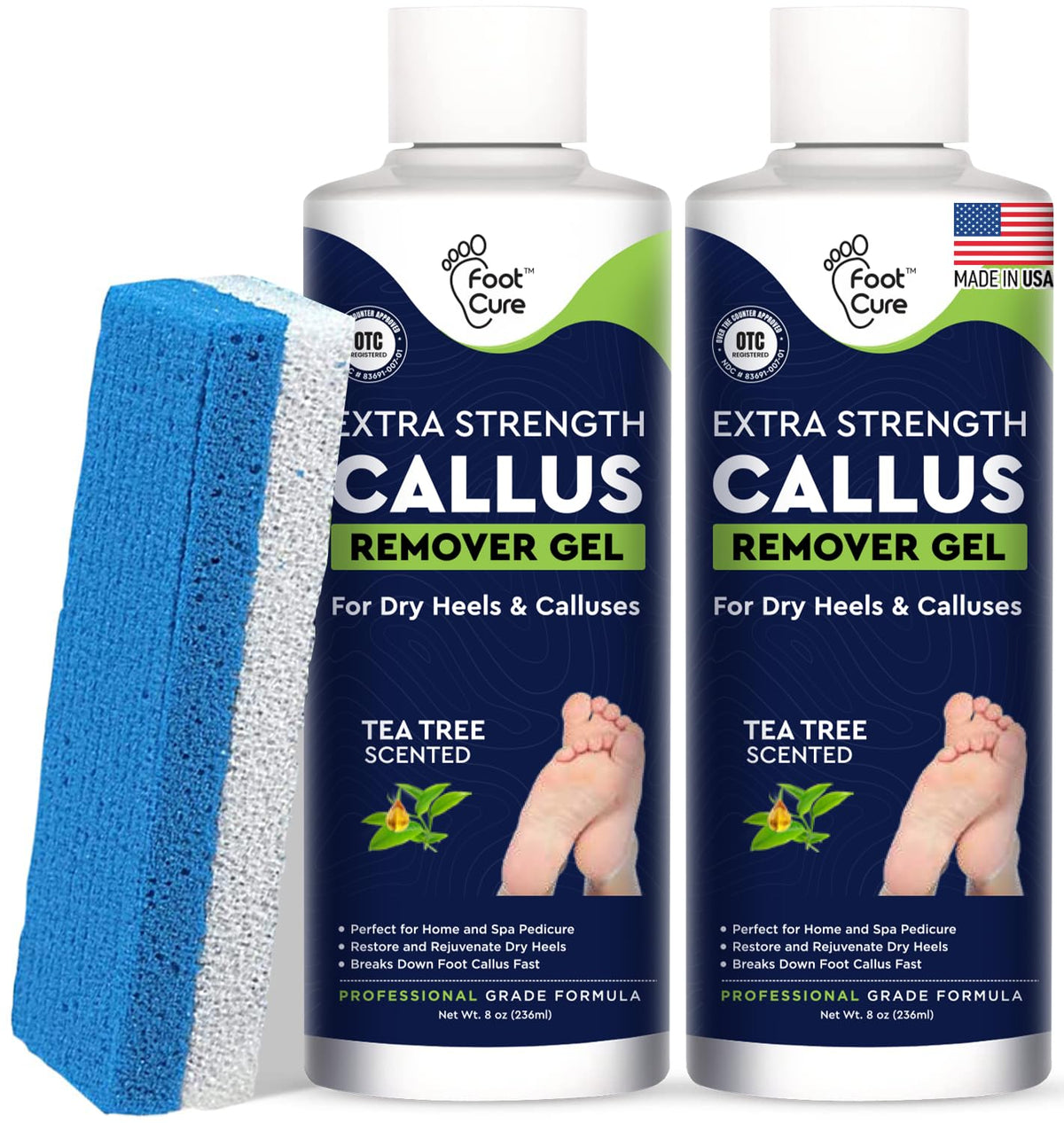 Foot Cure callus remover gel bottles soften thick skin for easier removal