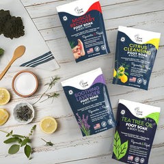 FOOT CURE hydrating foot soak helps dry feet feel softer.