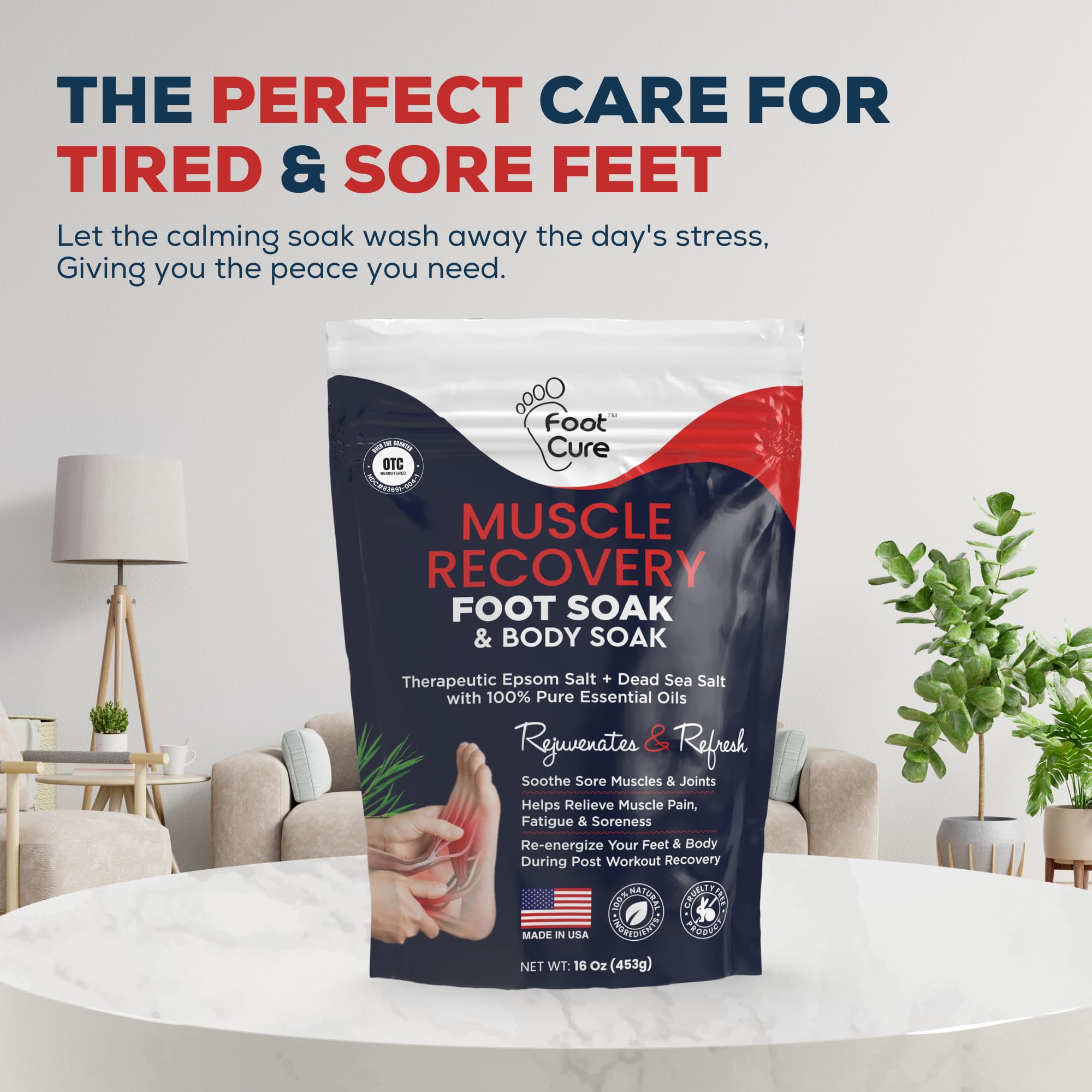 Two 16 oz FOOT CURE Muscle Care Foot Soak bottles in pack