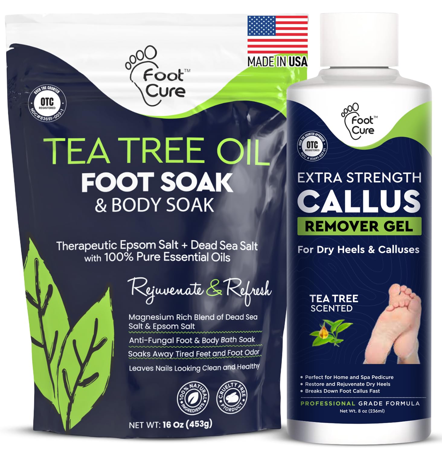 Foot Cure Tea Tree Foot Soak in bowl for soothing foot care.