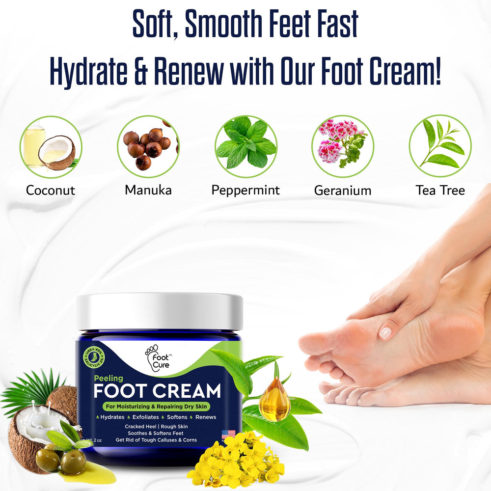 Heel and callus areas moisturized with FOOT CURE Cream.