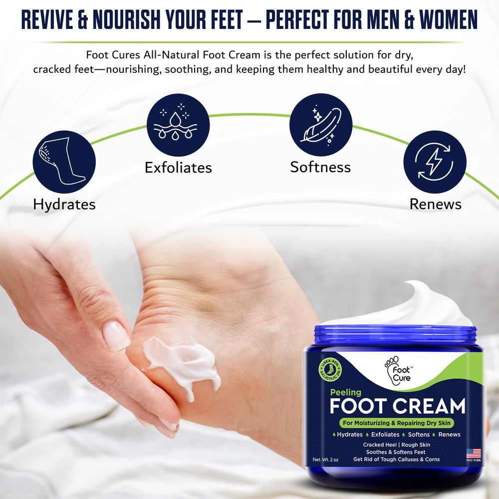 Toenail area moisturized with FOOT CURE Tea Tree Oil Foot Cream.