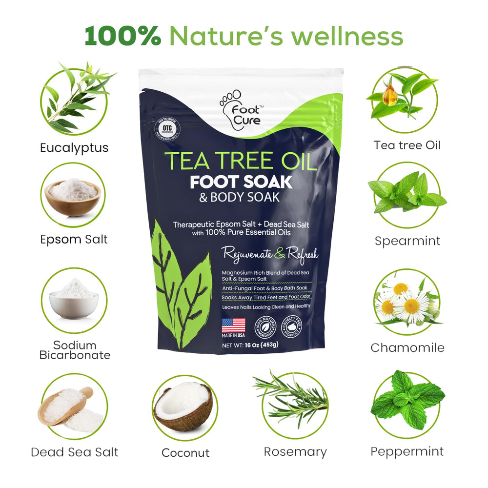 FOOT CURE foot soak in a warm bath with relaxing ambiance.
