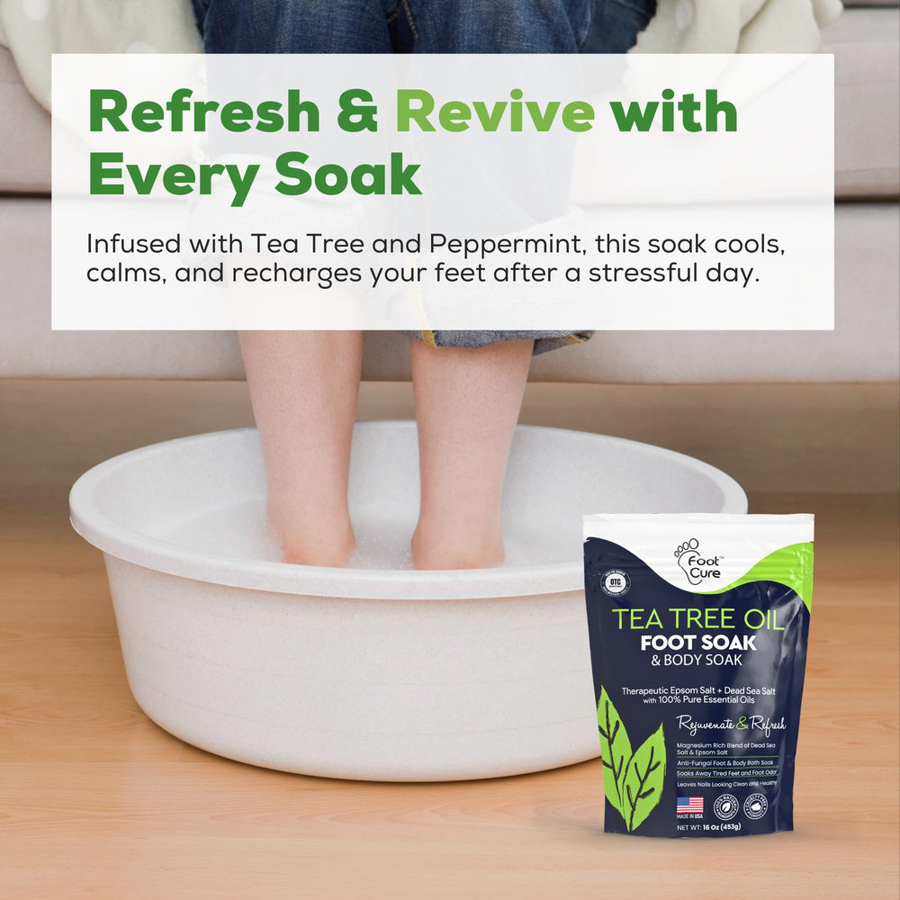 FOOT CURE aromatherapy scene emphasizing peppermint and eucalyptus notes.