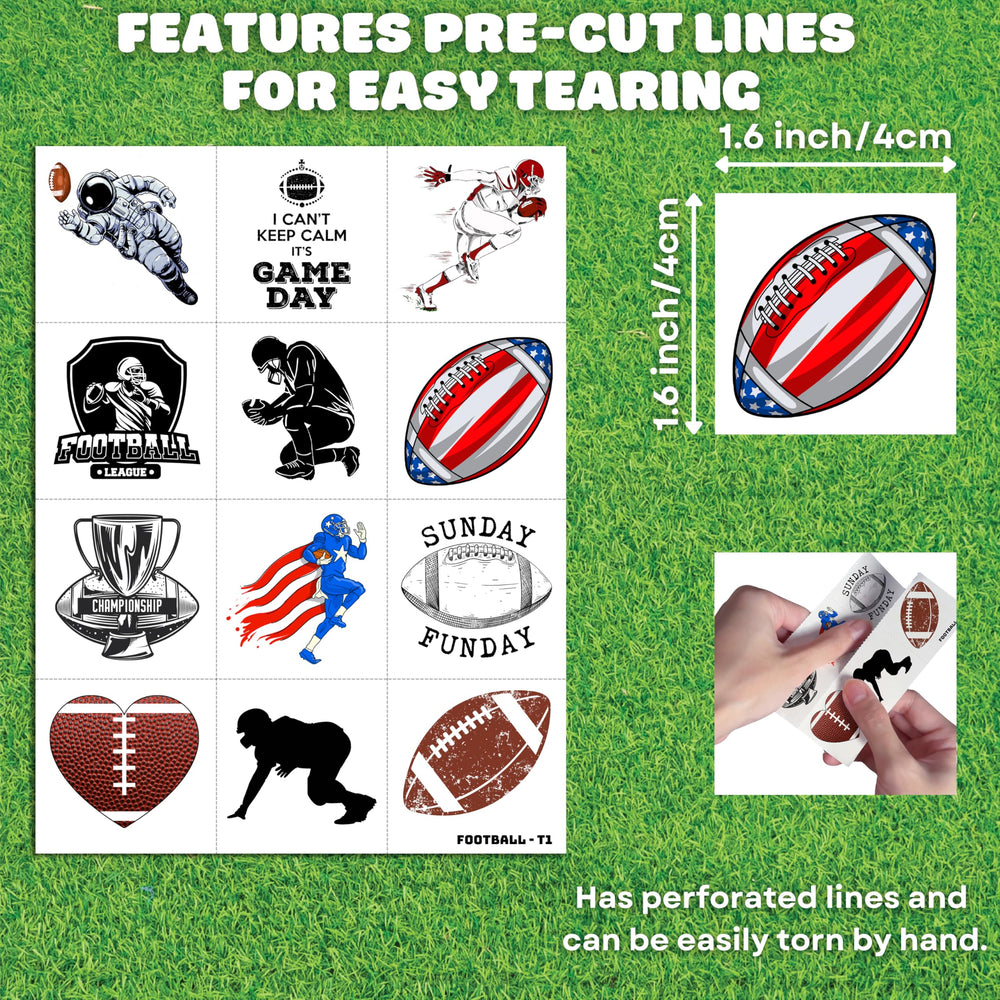 Eco-friendly, non-toxic materials used in the football tattoos.