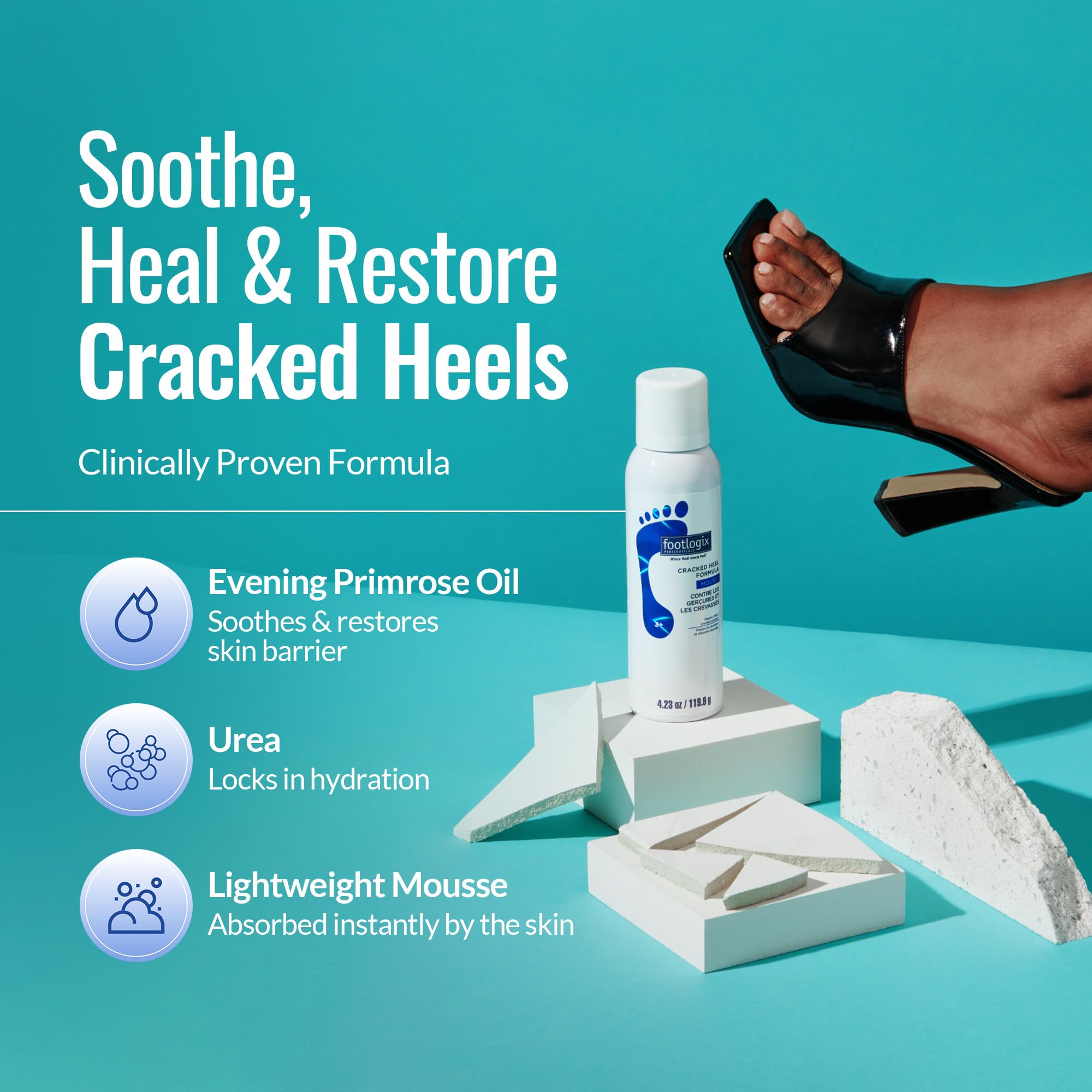 Footlogix Cracked Heel Formula White before and after use.