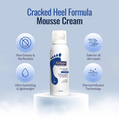 Footlogix Cracked Heel Formula White cream texture close-up showing smooth application.