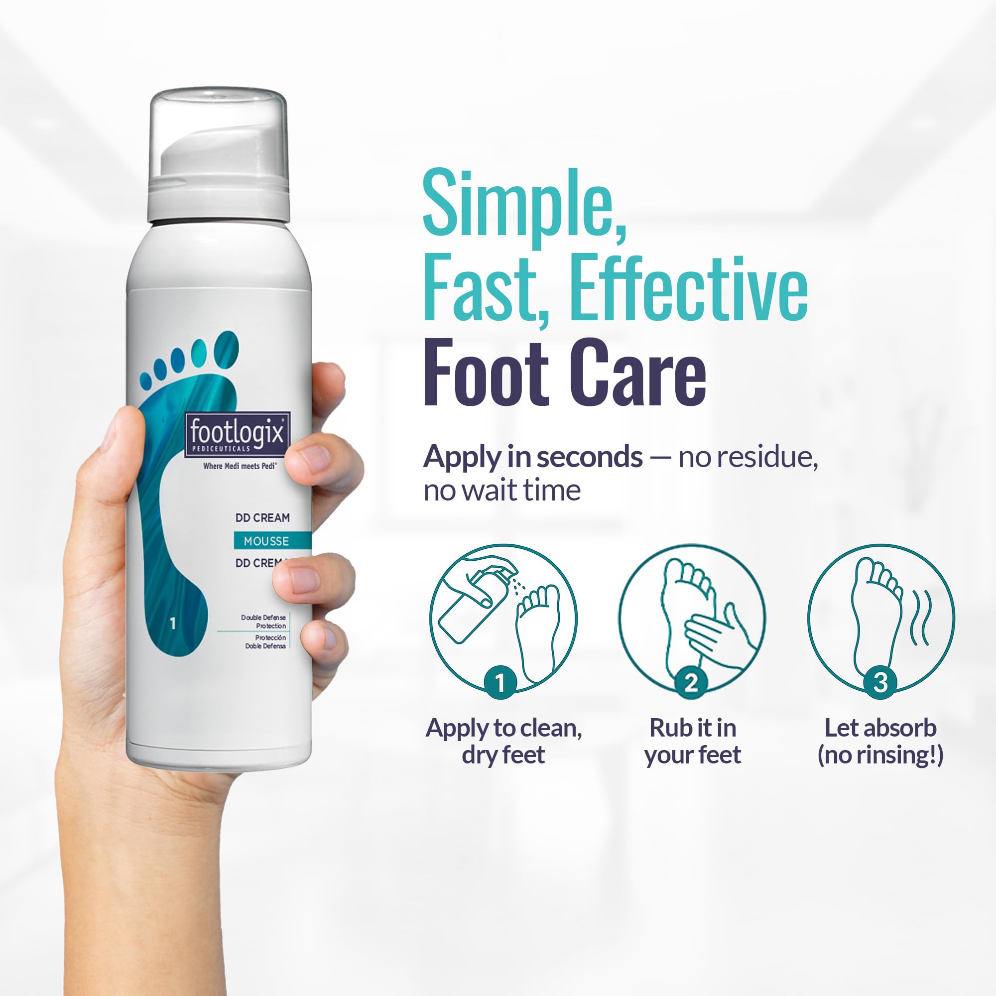 Footlogix DD Cream Mousse packaging displayed for daily foot care.
