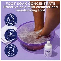 Footlogix Foot Soak Concentrate water dissolving, ready for a soothing foot soak.