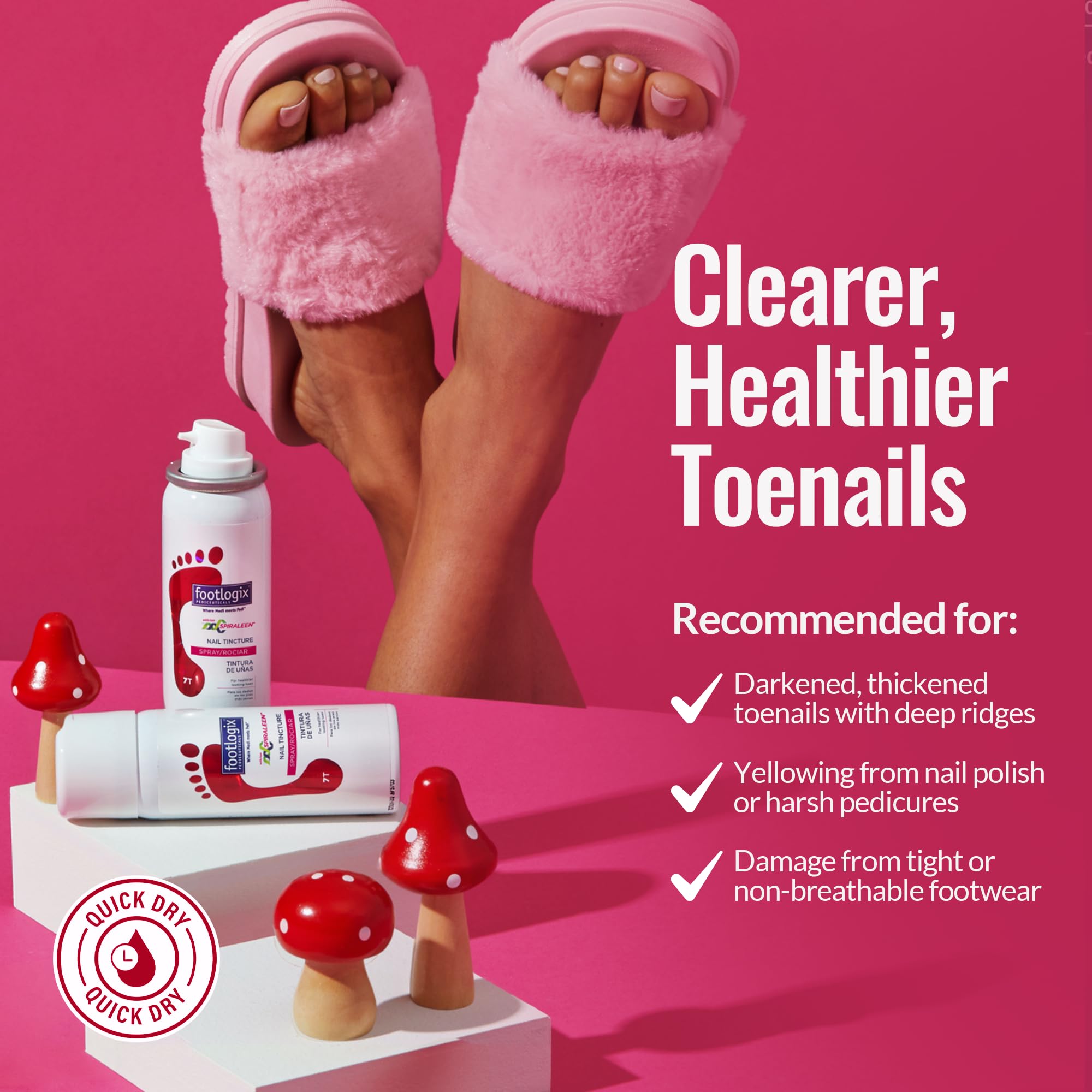 Footlogix Nail Tincture Spray with Spiraleen ingredients including avocado oil and panthenol.