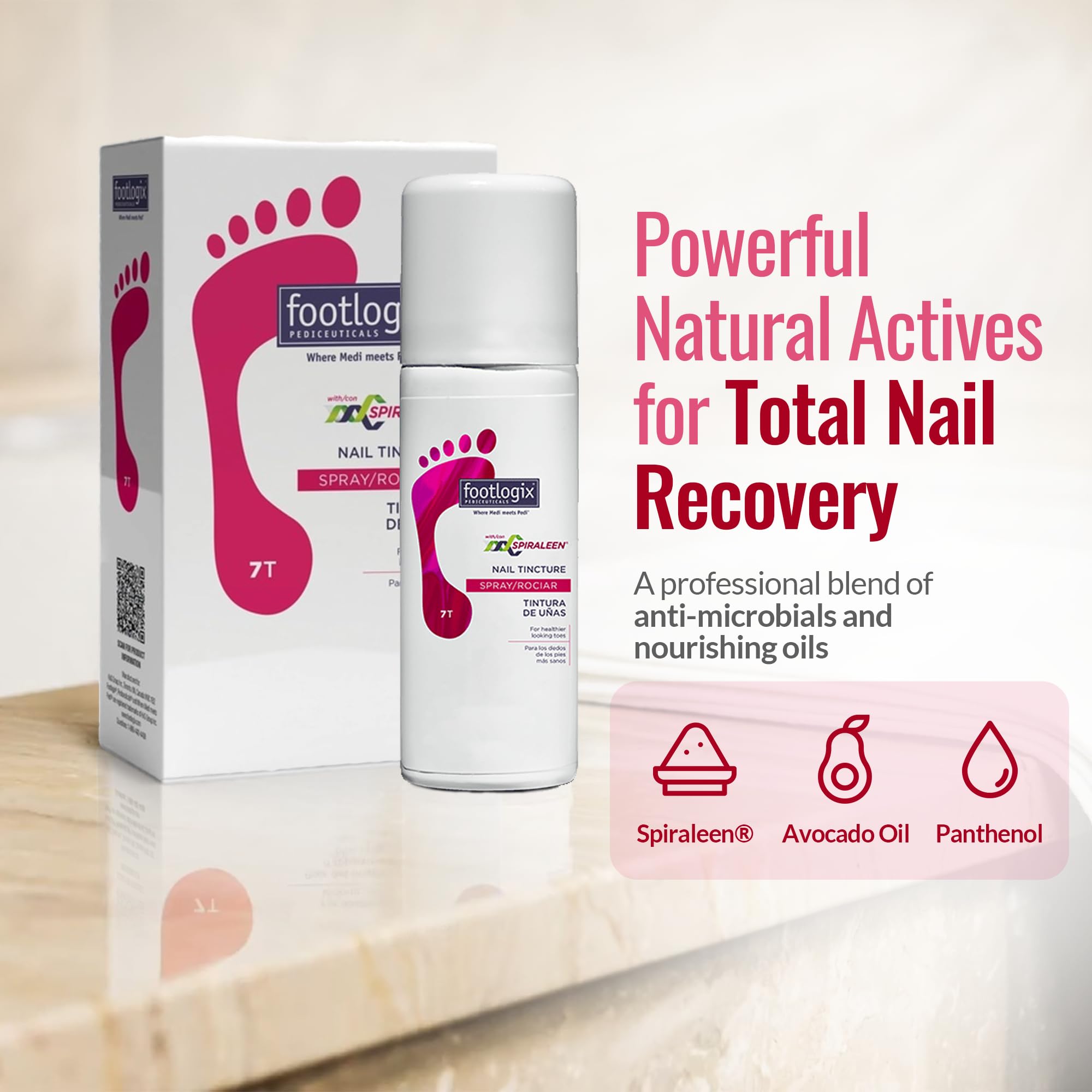 Footlogix Nail Tincture Spray for discolored nails highlighted in a real-world context.