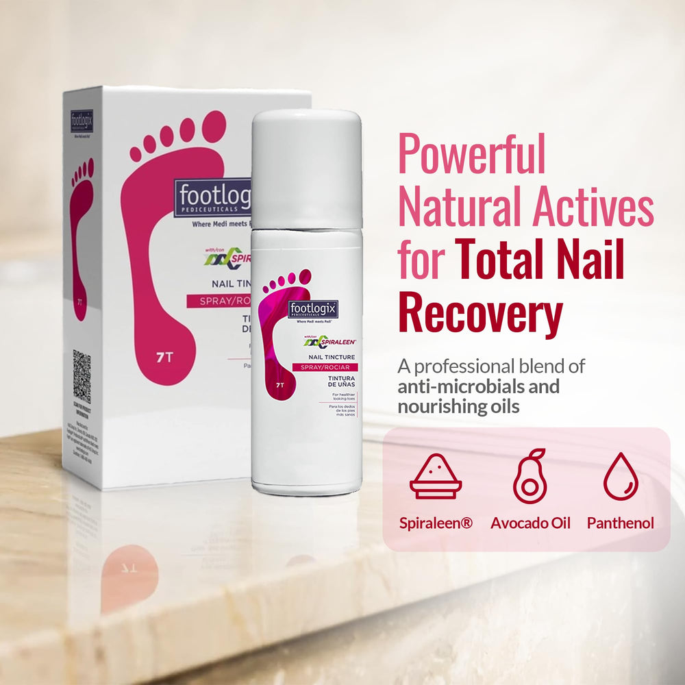 Footlogix Nail Tincture Spray for discolored nails highlighted in a real-world context.