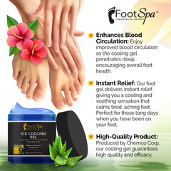 FootSpa cooling gel peppermint extract close-up highlights soothing aroma