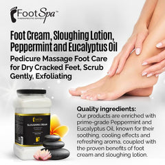 FootSpa sloughing cream texture closeup highlights gentle exfoliation