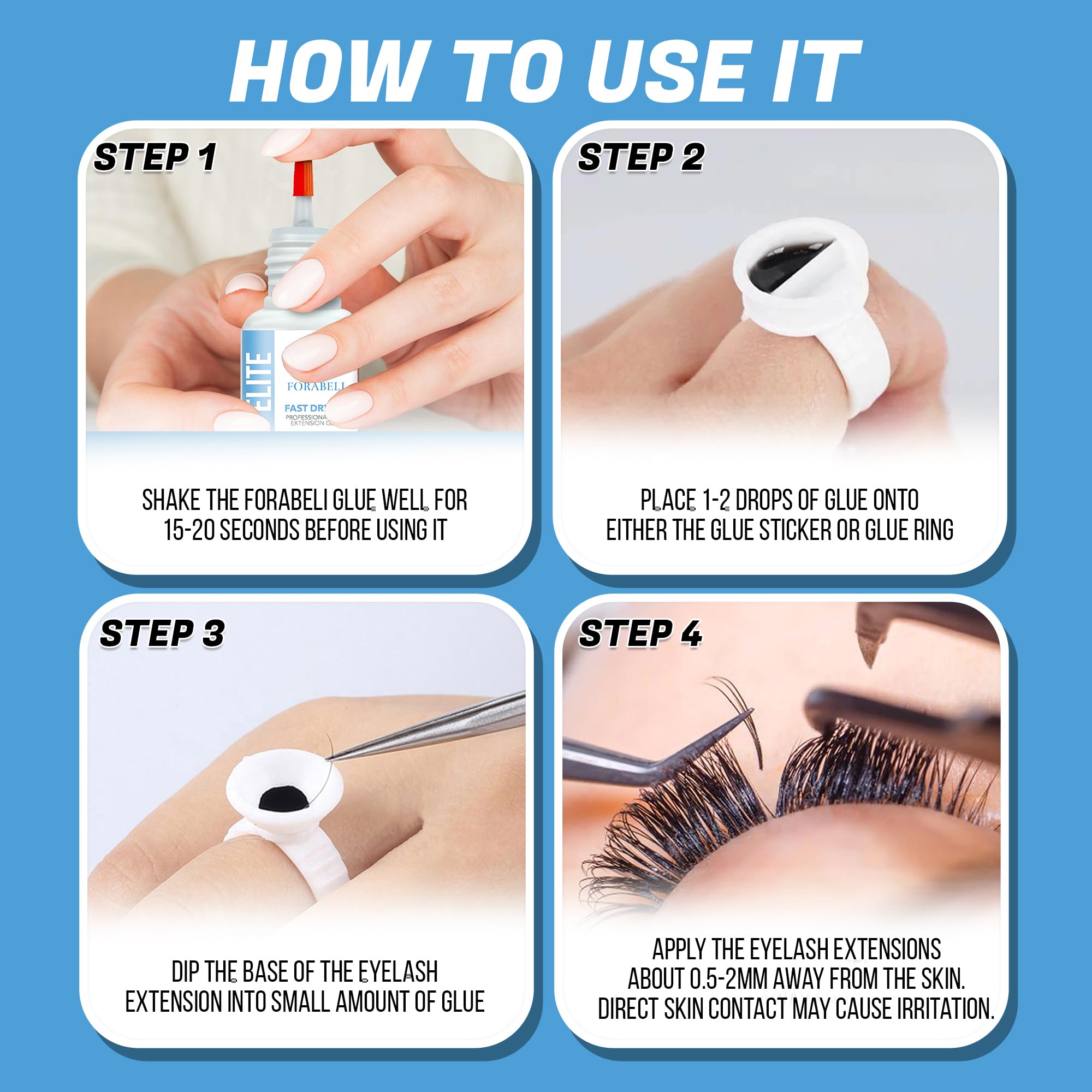 Forabeli Elite glue bottle with black cap supports secure bonding